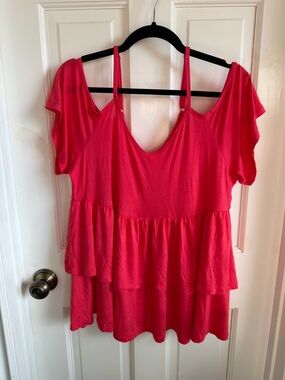 Torrid Hot Pink Cold-Shoulder Peplum Tunic